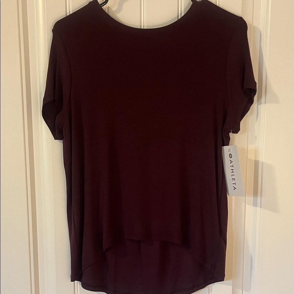 Athleta Deep Burgundy Short Sleeve Tee